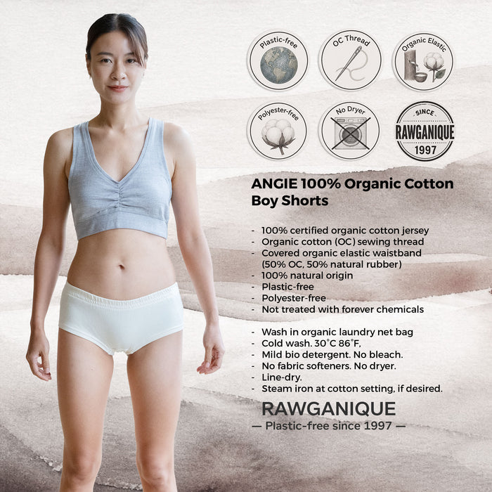 certified regenerative organic cotton boy shorts pant underwear for ladies plastic-free