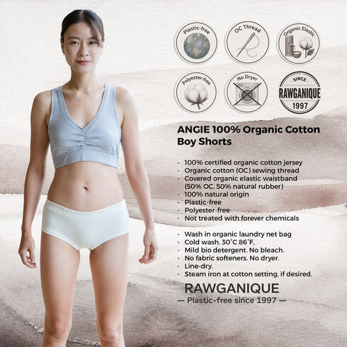certified regenerative organic cotton boy shorts pant underwear for ladies plastic-free