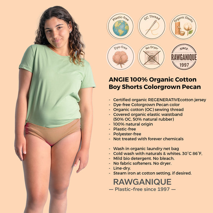 certified organic regenerative cotton panty underwear for ladies dye-free cologrown brown plastic-free polyester-free