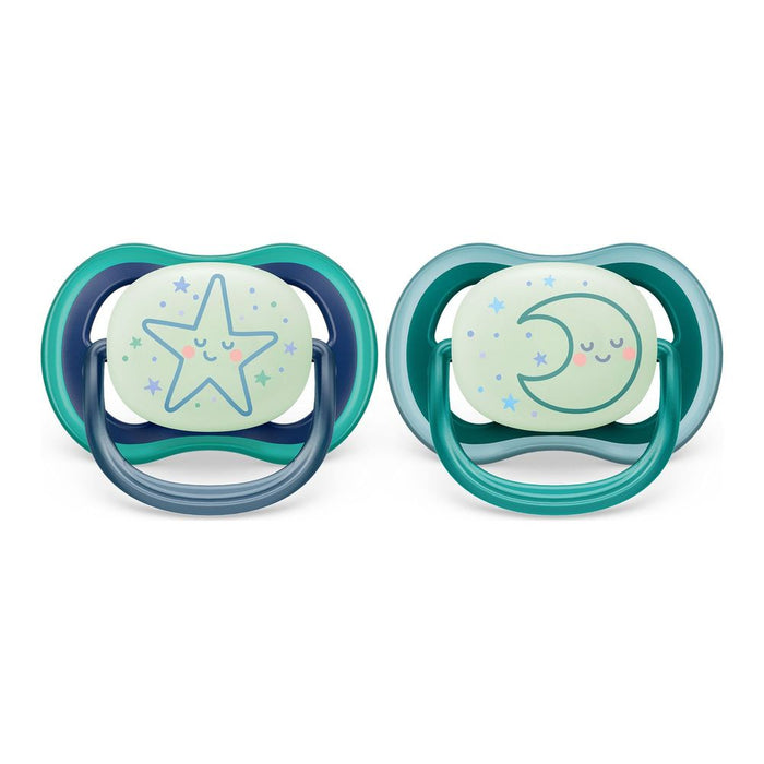 Avent Ultra Air Night Pacifiers Sleeping Star+Moon 6-18 months