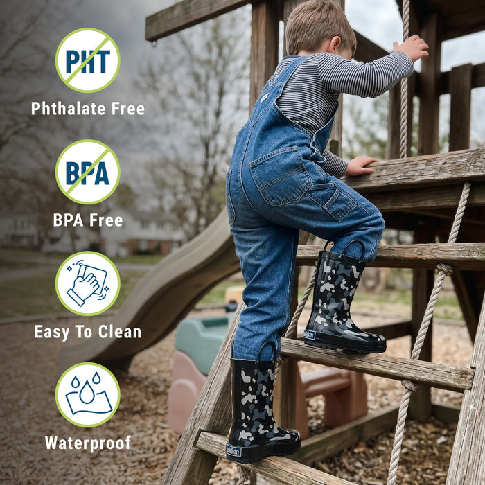 Black Camo Rubber Rainboots