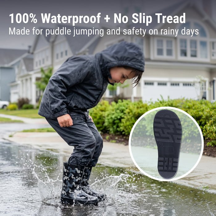 Black Camo Rubber Rainboots