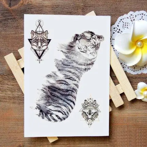 BLACK & WHITE TIGER TEMPORARY SLEEVE TATTOO Tiger-Universe