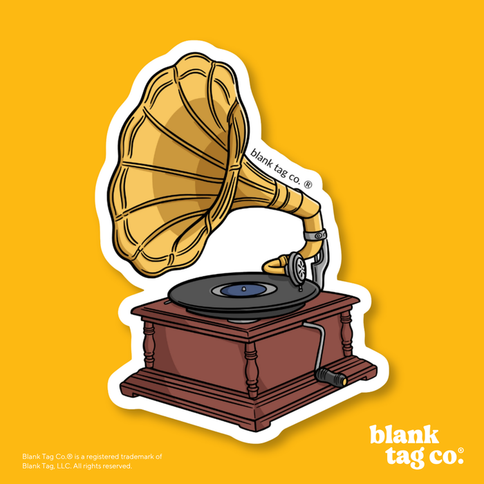 Blank Tag Co.® Waterproof Sticker - Record Player with Horn