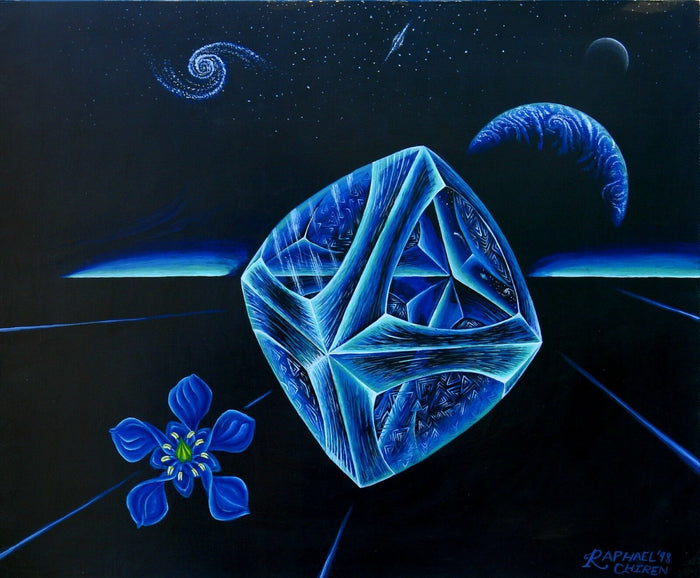Blue Diamond Crystal Spacescape Acrylic Painting Print