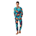 Blue Mens Tiger Print Pajamas Tiger-Universe