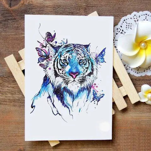 BLUE TIGER & BUTTERFLY TEMPORARY TATTOO Tiger-Universe