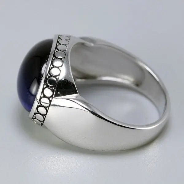Blue Tiger Eye Mens Ring Tiger-Universe