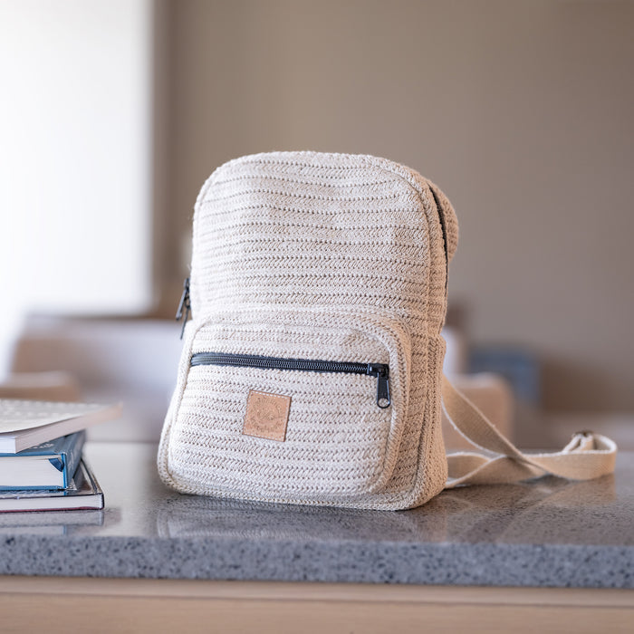 Organic linen mini backpack