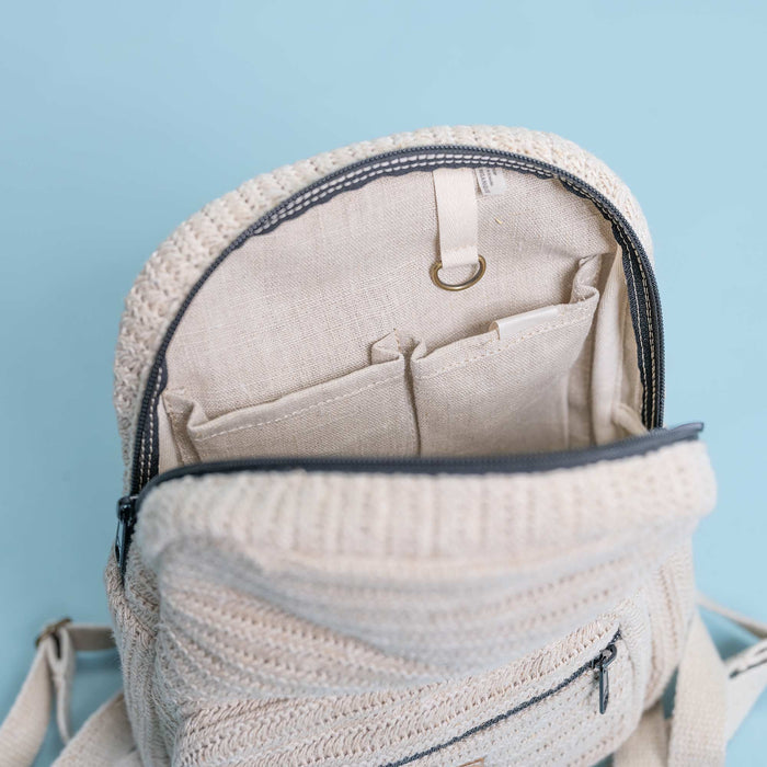 organic linen mini backpack