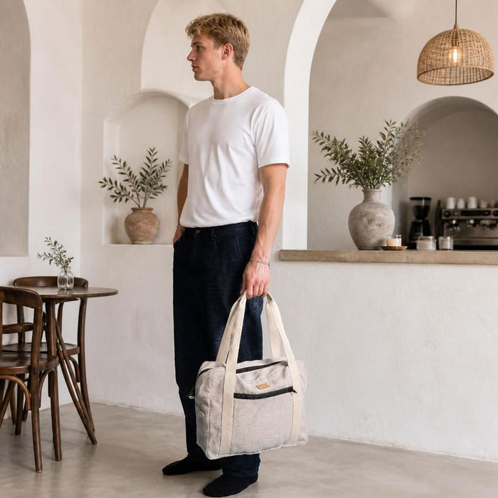 100% organic linen duffel bag