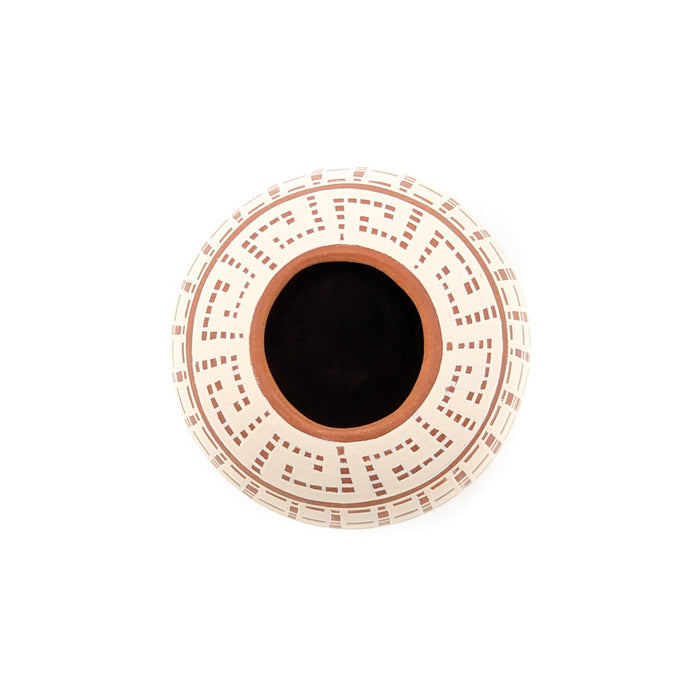 Buff on Clay Seed Pot with Geometric Motif