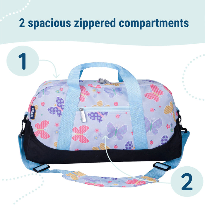 Butterfly Garden Blue Overnighter Duffel Bag