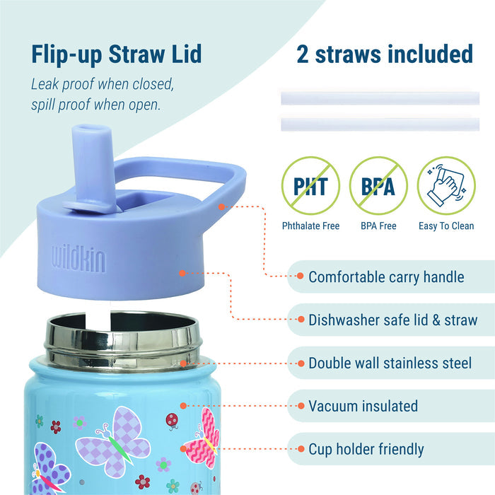 Butterfly Garden Blue Steel Water Bottle