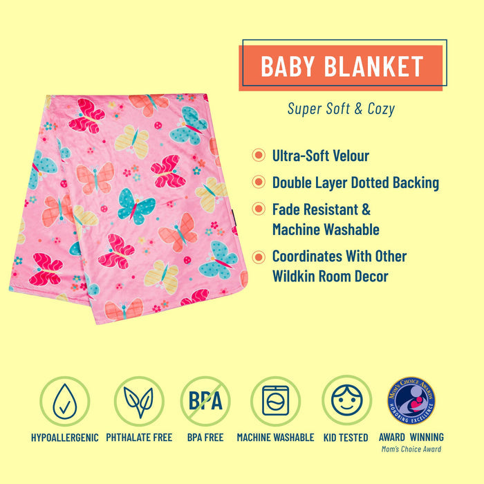 Butterfly Garden Velour Baby Blanket