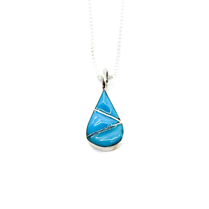 Channel Inlay Turquoise Teardrop Pendant