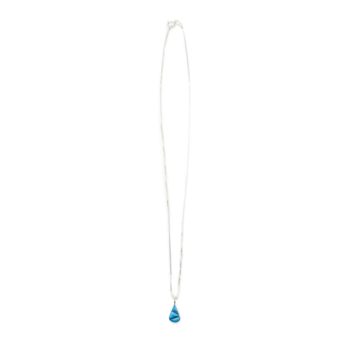 Channel Inlay Turquoise Teardrop Pendant
