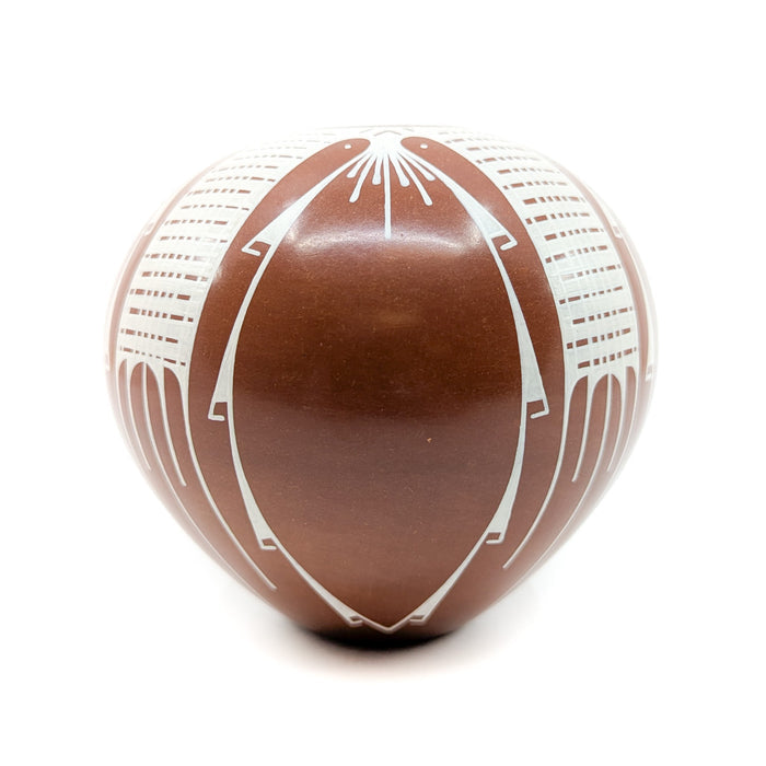 Clay and White Sgrafitto Mata Ortiz Pot