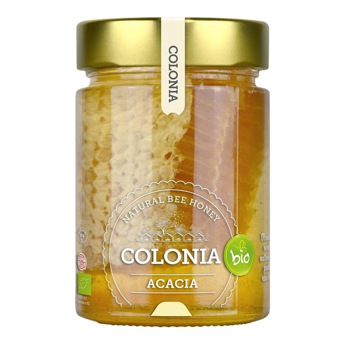 Colonia Organic Acacia Raw Honey with Honeycomb 420g