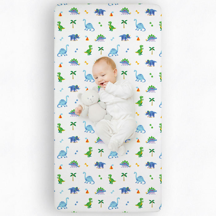 Dinosaur Land 100% Cotton Flannel Fitted Crib Sheet