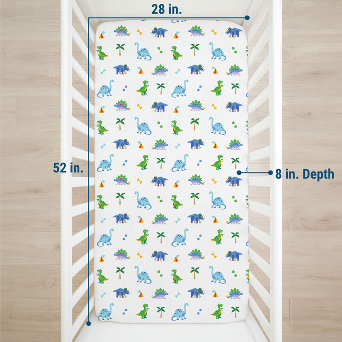 Dinosaur Land 100% Cotton Flannel Fitted Crib Sheet