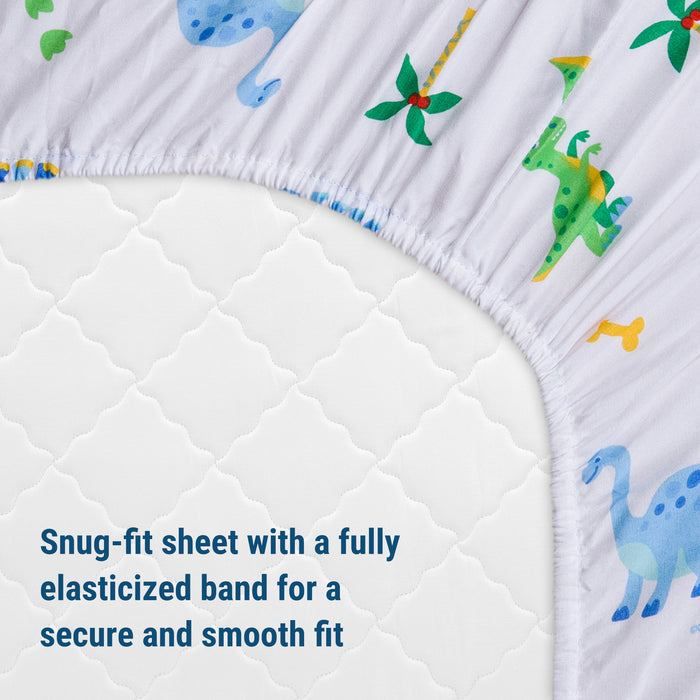 Dinosaur Land 100% Cotton Flannel Fitted Crib Sheet