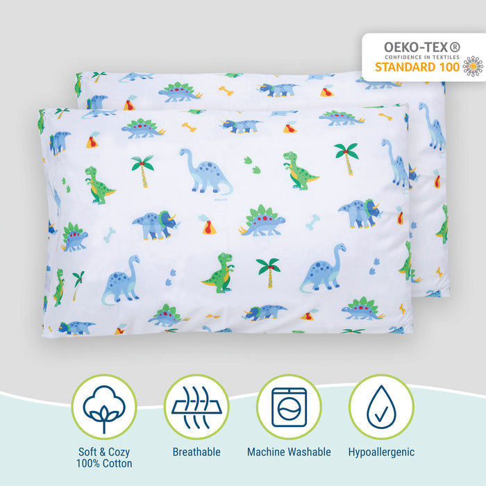 Dinosaur Land 100% Cotton Percale Pillowcase