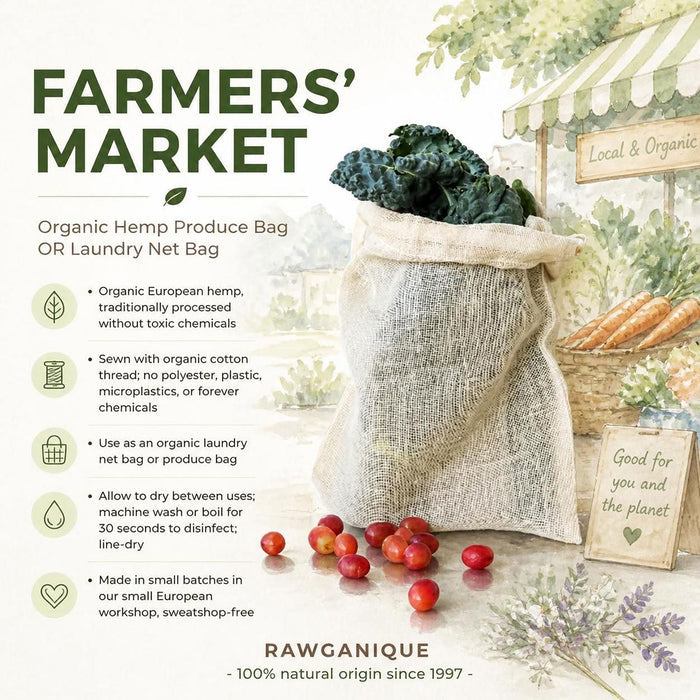 100% hemp produce bag polyester-free plastic-free