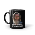 Black ceramic coffee mug featuring Fear The Walking Dead Teddy artwork on the front