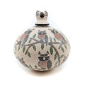 Finely Etched Owl Pot with Sculptural Lid