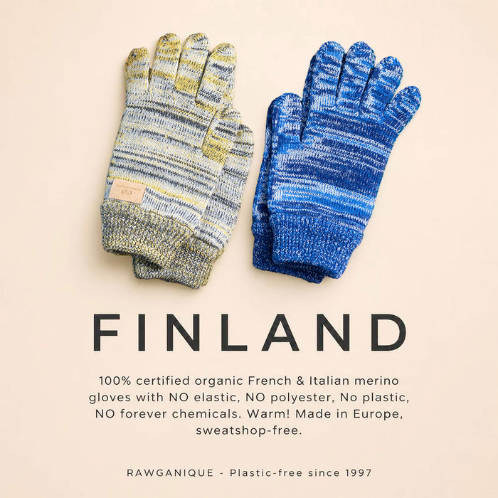 warm elastic-free 100% certified organic merino wool gloves plastic-free