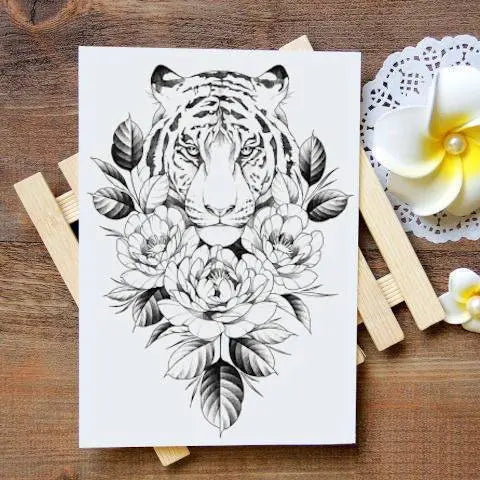 FLORAL TIGER TEMPORARY TATTOO Tiger-Universe