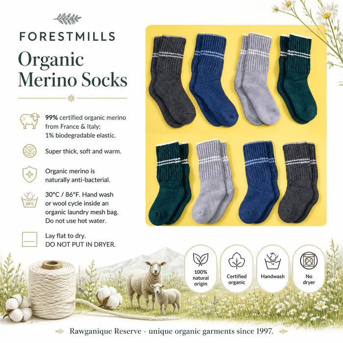 thick soft warm certified organic merino wool socks