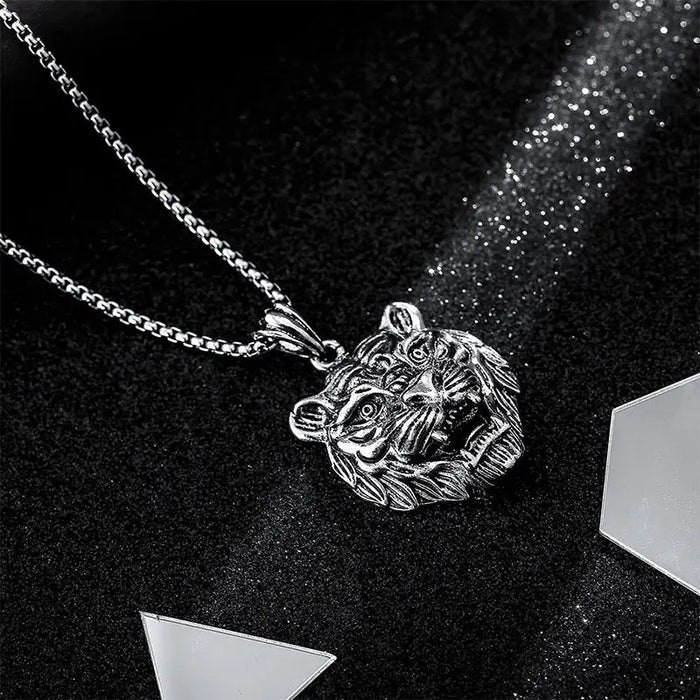 FURIOUS TITANIUM HEAD TIGER NECKLACE