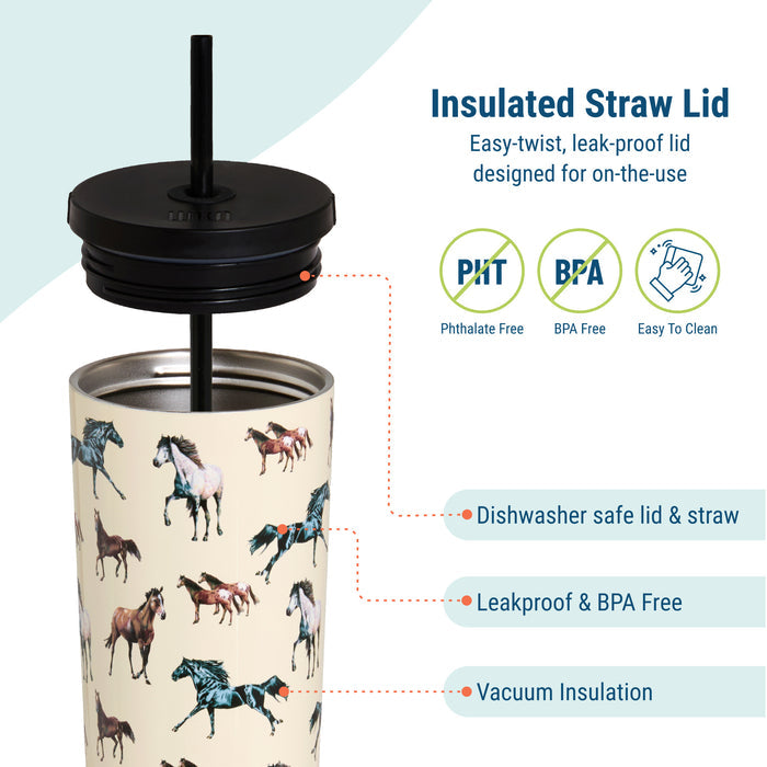 Horse Dreams 24 oz Insulated Tumbler with Straw & Lid
