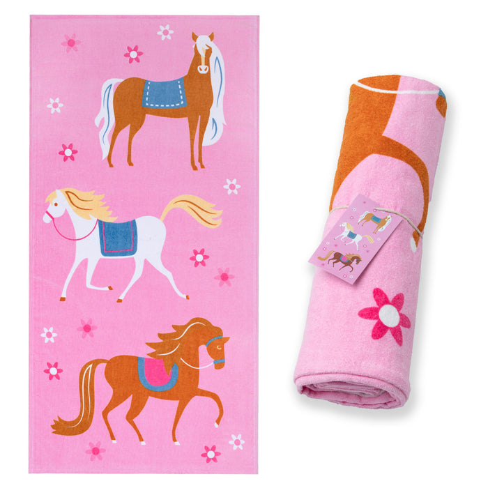 Horses 100% Cotton Beach Towel