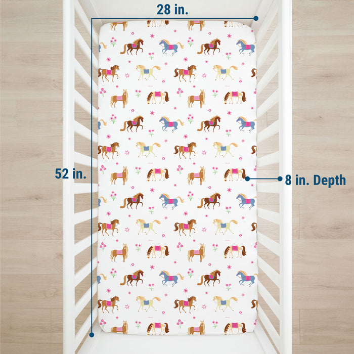 Horses 100% Cotton Percale Fitted Crib Sheet