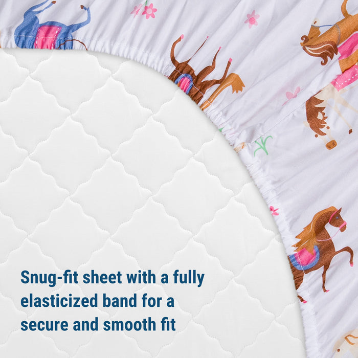 Horses 100% Cotton Percale Fitted Crib Sheet