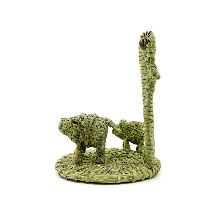 Javelina Sow & Piglet with Saguaro Woven Sculpture - By Fred Cruz