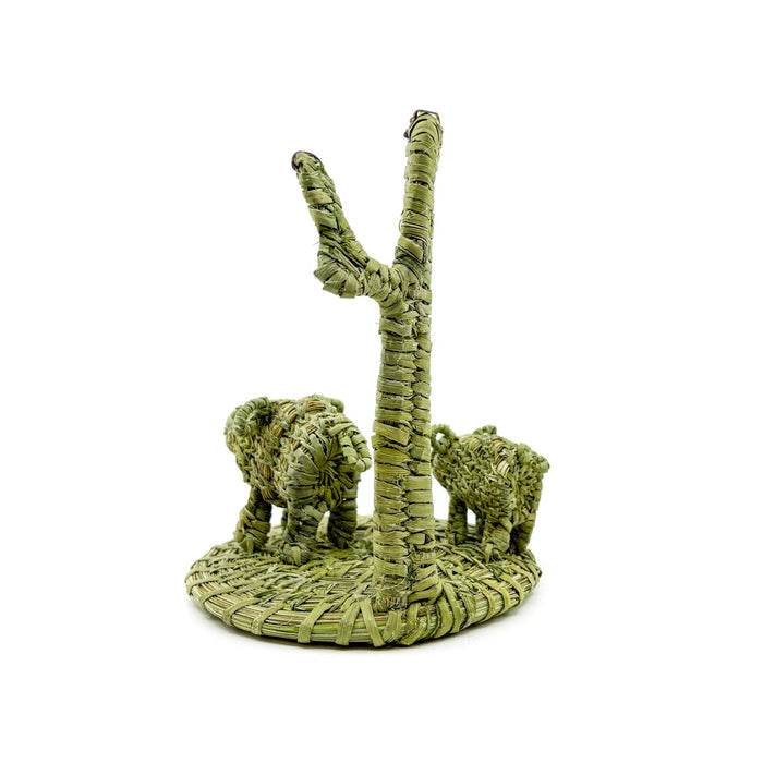 Javelina Sow & Piglet with Saguaro Woven Sculpture - By Fred Cruz
