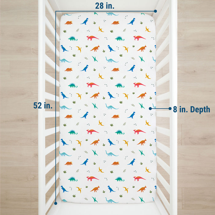 Jurassic Dinosaurs 100% Cotton Flannel Fitted Crib Sheet
