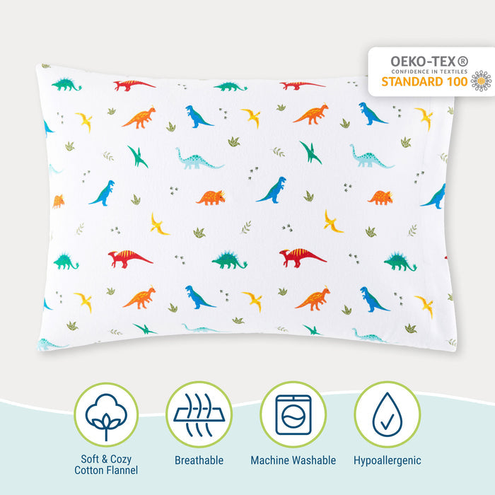 Jurassic Dinosaurs 100% Cotton Flannel Pillowcase