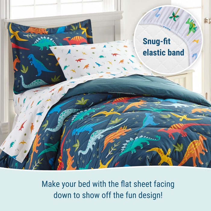 Jurassic Dinosaurs 100% Cotton Flannel Sheet Set