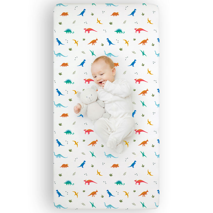 Jurassic Dinosaurs 100% Cotton Percale Fitted Crib Sheet