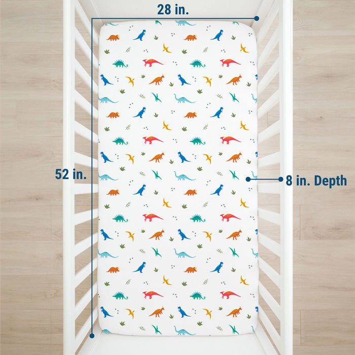 Jurassic Dinosaurs 100% Cotton Percale Fitted Crib Sheet