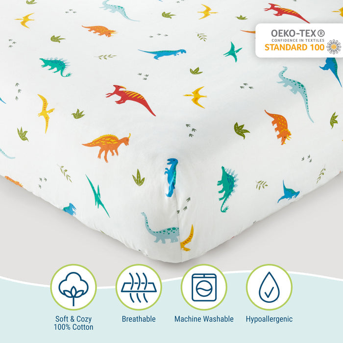 Jurassic Dinosaurs 100% Cotton Percale Sheet Set