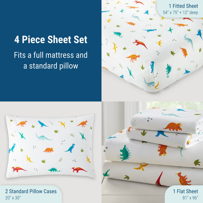 Jurassic Dinosaurs 100% Cotton Percale Sheet Set