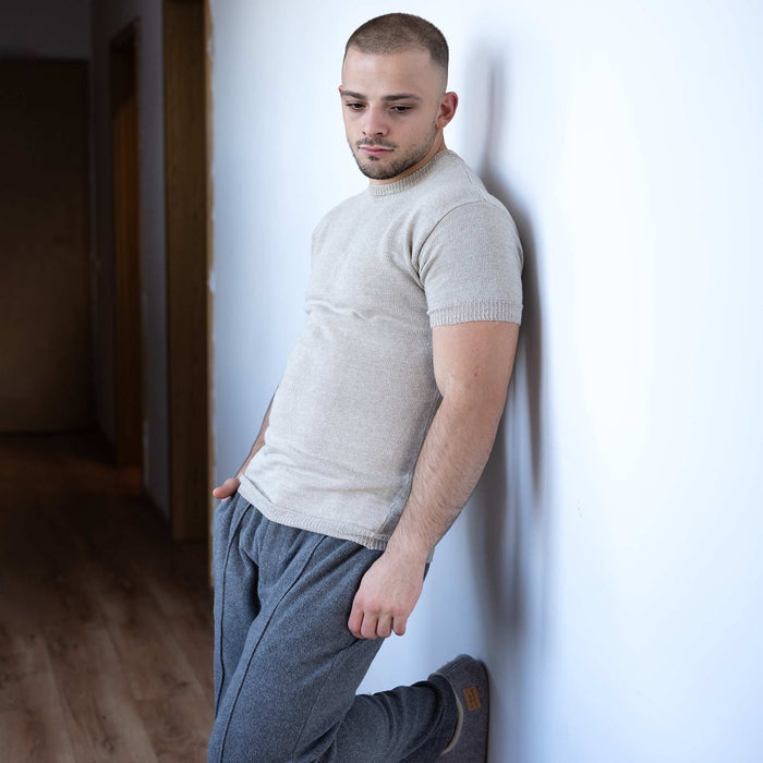 Organic linen knit T-shirt synthetics-free, biodegradable