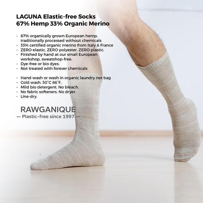 plastic-free hemp merino wool socks elastic-free