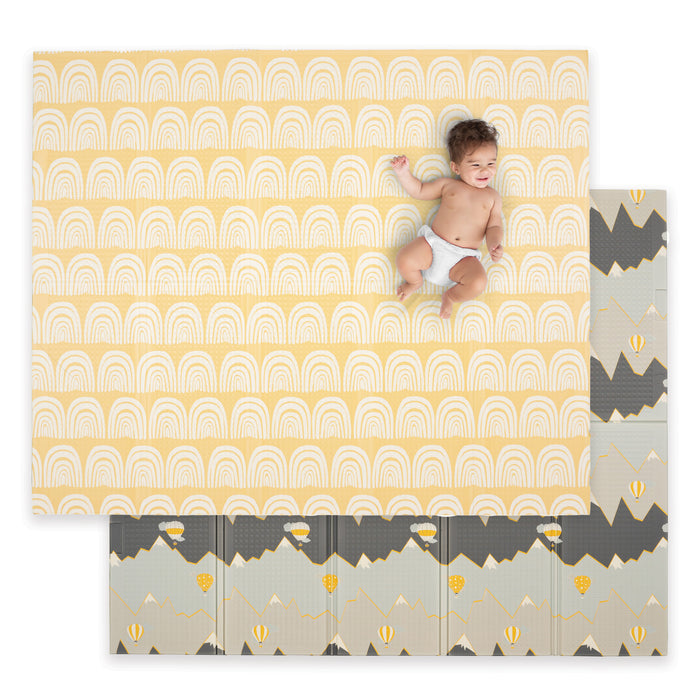 Large Play Mat - Hot Air Balloons & Yellow Rainbow
